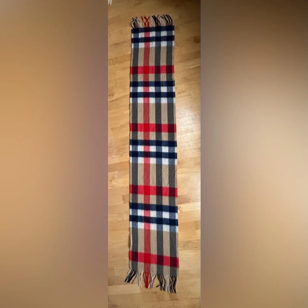 🐑🇩🇪Soft Wool & Cashmere Fringed Men’s or Women’s Tan/Red/Blue/White Plaid Scarf